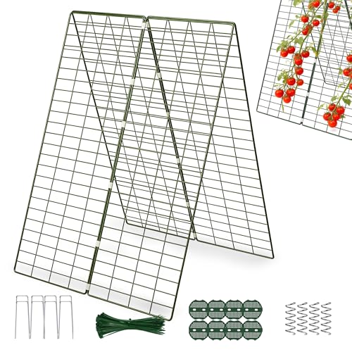 Solipect 48 L x 34 A Frame Trellis Cucumber Trellis for Raised Bed Cattle Panel Trellis with Cable Ties and Garden Stakes for Outdoor Yards Gardens