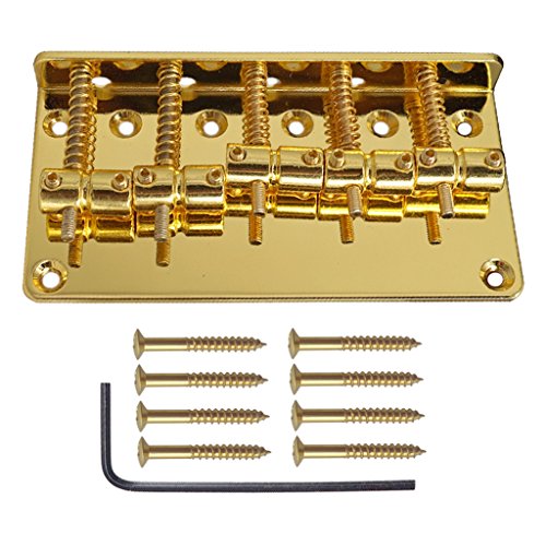 KESOTO Puente de sillín dorado/plateado/negro L- Llave para arco de bajo eléctrico de 5 cuerdas –...