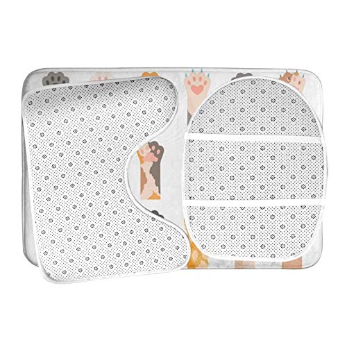 MBNGGAB Badematte + Konturmatte + Toilettendeckelbezug, Katze Muster Katze Krallen 3 Stück Badematte Set, mit rutschfester Klebeunterseite – Bild 7