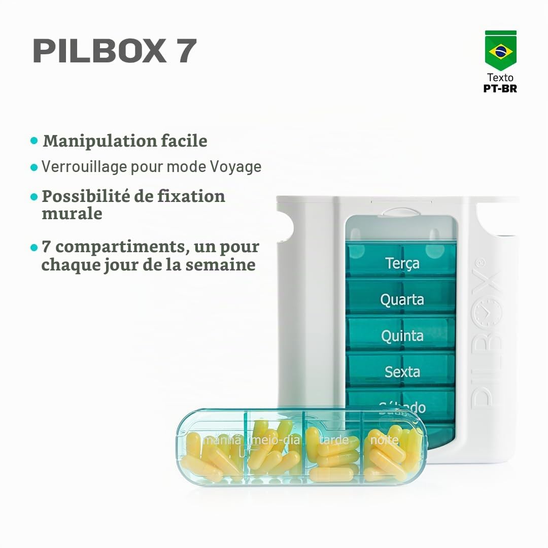 Pilbox 7 Pilulier Semainier de Grande Contenance Pratique et Intuitif