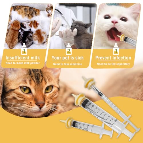 Tabletteneingeber Katze mit Haustier Fütterung Silikon Nippel Set | Umfangreiches Komplettset mit 6 Spritzen (1ml/5ml/10ml), Applikator und Aufzuchtnippeln für Welpen, Hunde und Katzen