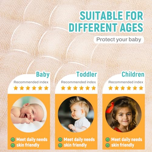 Image of MIGIOL Hooded Baby Bath Towels 100% Muslin Cotton Baby Bath Towel for Infant, Toddler and Kids,Soft and Absorbent Newborn Essential，Large 32x32Inch 2 Pieces Coffee & Beige