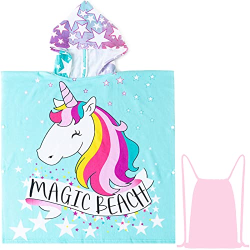 Image of NovForth Unicorn Bath Towel for Toddler Boys, Pool Hooded Towel for Kids, Hooded Bath Beach Towel Poncho for Bath /Pool /Beach Swim Cover
