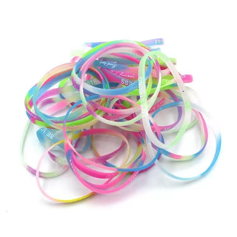 LA BELLEZA Colorful Silicone Rubber Wristbands Funky Friendship Band Bracelets - Pack of 100 For Boys Women (B0DB28WJ53) Amazon Price History, Amazon Price Tracker