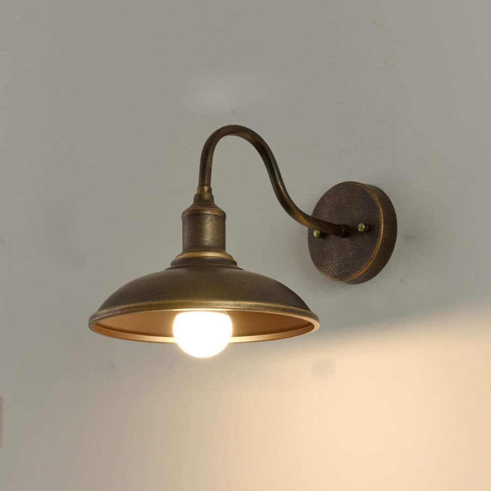 HXYSXHJUO Industrial Retro Gooseneck Wall Light Barn Lamp Front Porch Garage Lighting Dome Sconce Distressed Bronze Die-cast Aluminum Fixture Waterproof Balcony Garden E27/E26