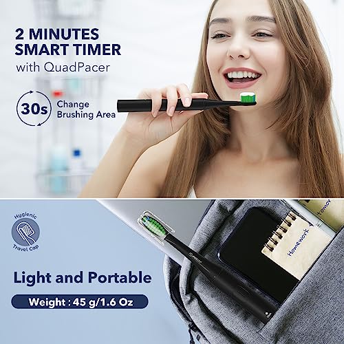 Image of ARISSON Sonic Electric Toothbrush for Adults & Kids, 1.5H Fast Charge for 90 Days, 40,000 VPM Adjustable Clean, 4 Dupont Brush Heads, 1.6 Oz Compact Travel Case & Wall Holder, Black