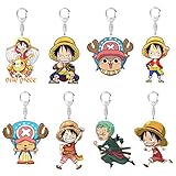 N//C Schlüsselanhänger One Piece-Doppelseitiger Transparenter Schlüsselanhänger Animationsperipheriegeräte-Acryl-Anhänger-Ruffy Sauron Cartoon-Zubehör (8 Stück)