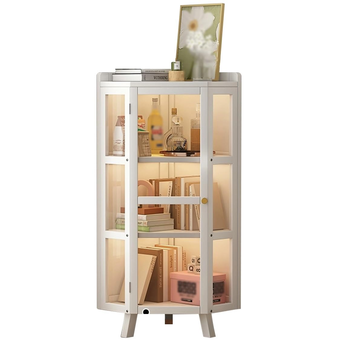 Amazon.com: YCKEGEW 90° Corner Display Cabinet with Door