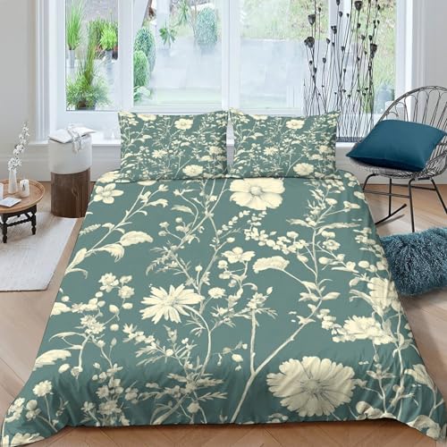 Linge de lit floral en microfibre ensemble 3 pièces 135x200