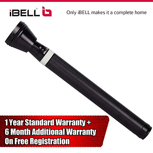 Image of IBELL FL8389 Rechargeable Flashlight Torch, Ultra Long Beam Range, Aircraft Aluminium Body, Super Bright LED Light, Black, 1800 Lumen