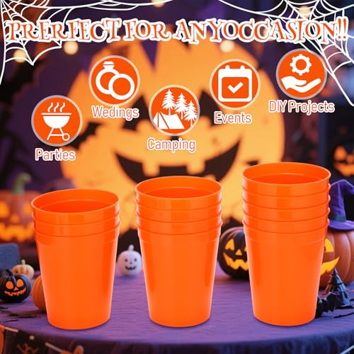 Yungyan 100 Pack 16 oz Reusable Plastic Stadium Party Cups, Orange by Yungyan - Used condition - Image 3