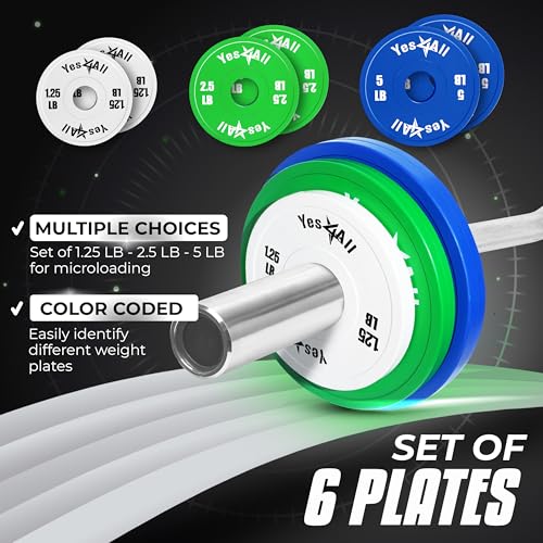 Image of Yes4All Fractional Weight Plates Set, Available In Steel And Rubber, Set of 2 /4 /6 Plates in 1.25LB, 2.5LB, or 5LB Sizes, Micro Change Plates for Dumbbell and Olympic Barbell Weightlifting
