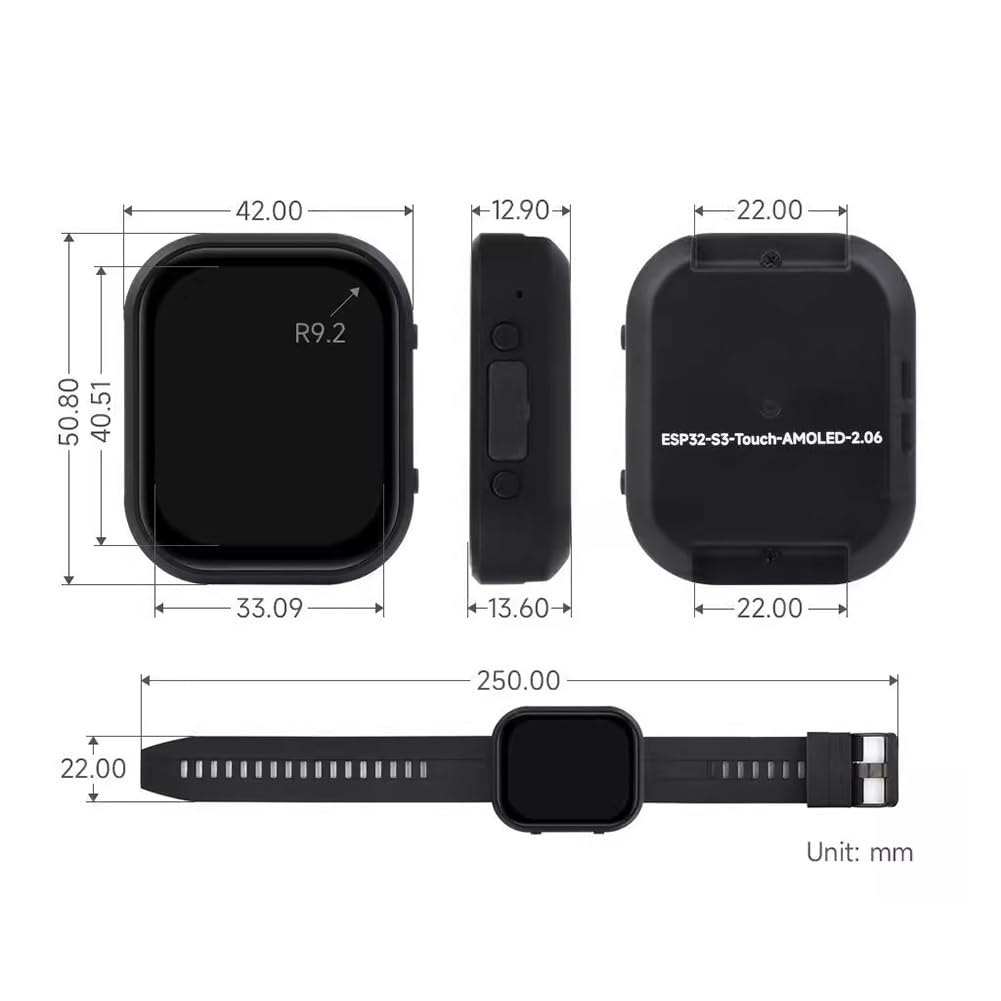Placa de Desarrollo con Pantalla Táctil AMOLED de 2,06 Pulgadas y Chat de Voz Programable Xiaozhi AI.