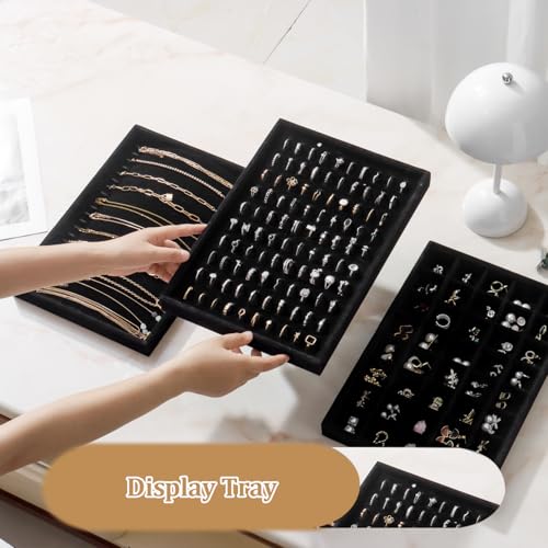 Image of Large Velvet Jewelry Tray Display Drawer Inserts 2 Pack