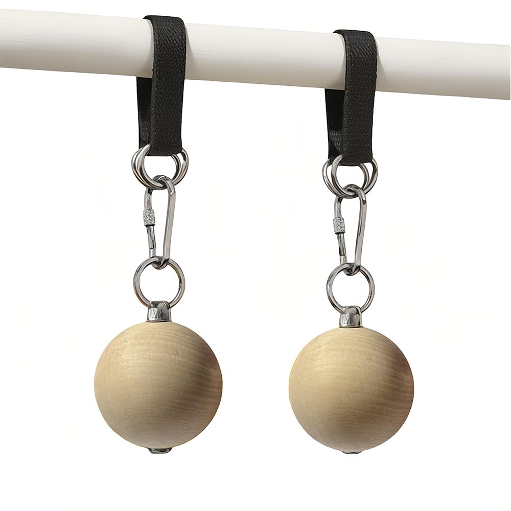 Maniglie per Trazioni con Sfere in Legno, Set di Appigli per Arrampicata, Allenatore di Forza Braccia e Presa, Fasce di Resistenza per Palestra Casa, Fitness e Riabilitazione