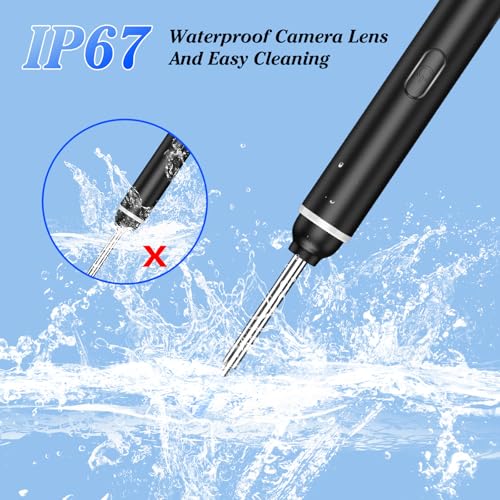 LMECHN 1920P HD Ear Wax Removal Tool with Camera, Slim Wireless Ear Otoscope, 6 Lights, IP67 Waterproof Ear Cleaner with 8 Skin-Friendly Silicone Scoops for iPhone, iPad & Android.