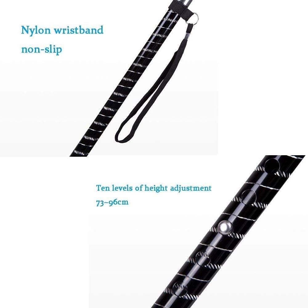 Bastón para Caminar, muletas para Caminar, Bastones Ligeros de aleación de Aluminio con luz LED, Mango ergonómico, 10 Niveles de Altura Ajustables para Hombres o Mujeres Mayores, bastón para