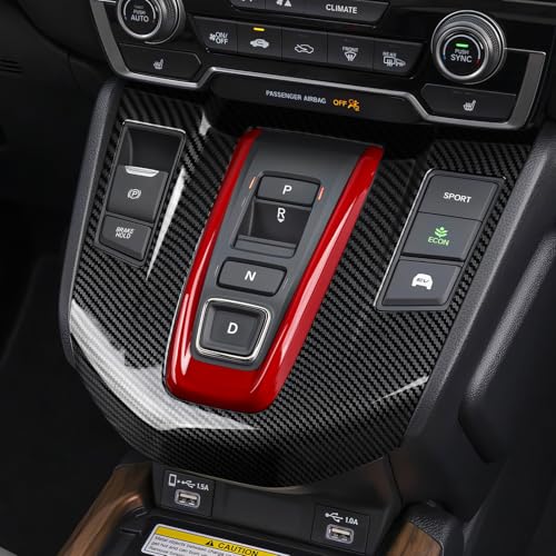Image of Hybrid 2PCS Gear Shift Panel Decals for Honda CRV 2017 2018 2019 2020 2021 2022 Accessories CR-V ABS Carbon Fiber Interior Stickers