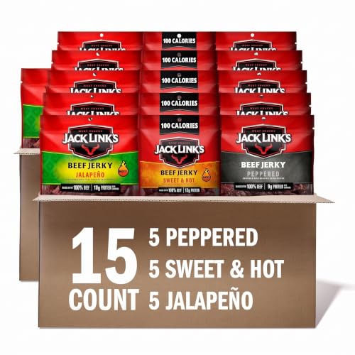 Jack Link's Beef Jerky Bold Variety - Includes Sweet & Hot,Jalapeno and Peppered Jerky,Bulk Protein Snack Pack,Good Source of Protein,Meat Snacks Made with 100% Beef-1.25 Oz,(Pack of 30) - image 1