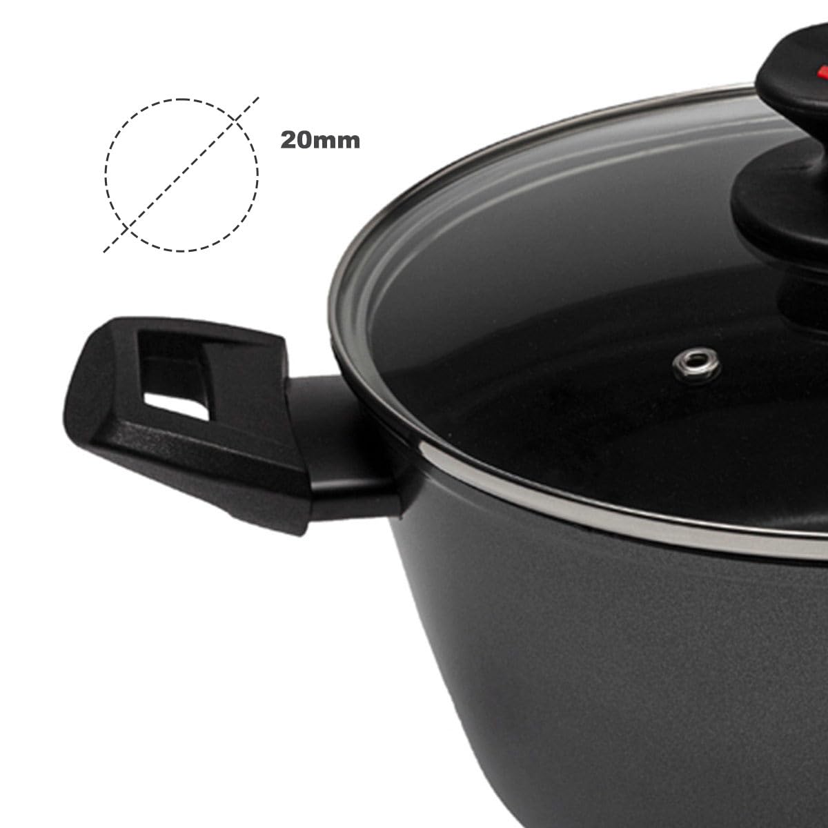 Casserole à Induction Zanetti Evolution - Diamètre 20 Cm, Fond Épais 4 Mm Antiadhésif, Noire - 8