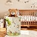 Oval Classic Winnie Bear Baby Laundry Basket Hamper for Nursery, Neutral Vintage Winnie Baby Stuff Waterproof Storage Basket Canvas Clothes Hamper