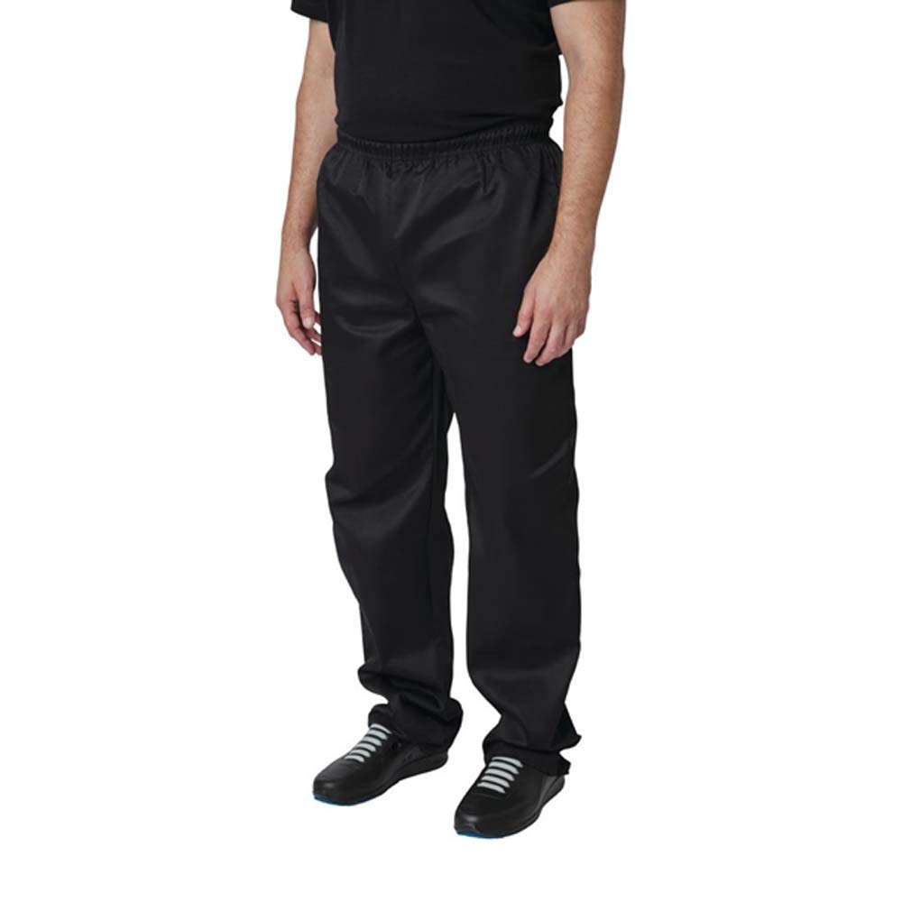 Whites Vegas Unisex Chef Trousers with Elasticated Waistband, Size: 3XL / 50 - 52 inch, Black, Polycotton, Professional Appearance, Suitable for Commercial Laundering, A582-3XL