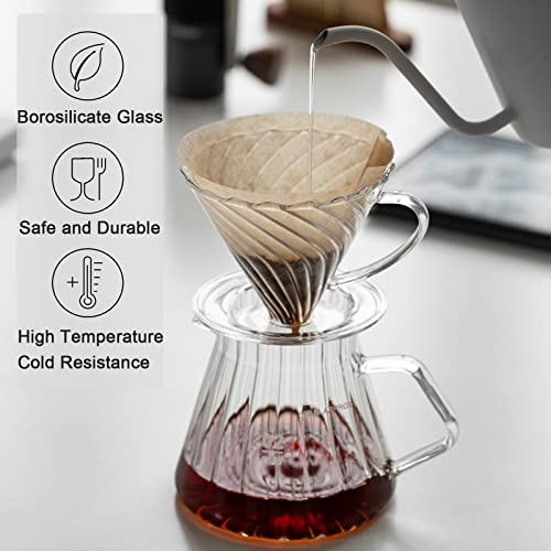 Vandroop Coffee Dripper, Resuable Pour Over Coffee Maker With Handle, Slow Brewing Coffee Pour Over For Cafe, Travel, Home&Offices, Single Cup Coffee Pour Over (Borosilicate Glass, 1-4 Cups) #TOP4