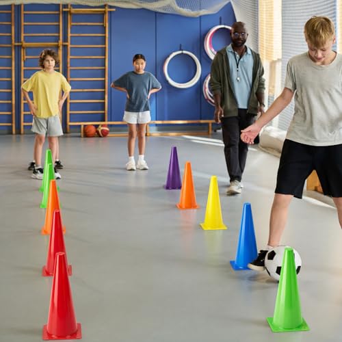 Seenelling 6 Pcs 18 Inch PE Cones Flexible Vinyl Poly 6-Colored PE Class Equipment for Sports Training by Seenelling - Image 5