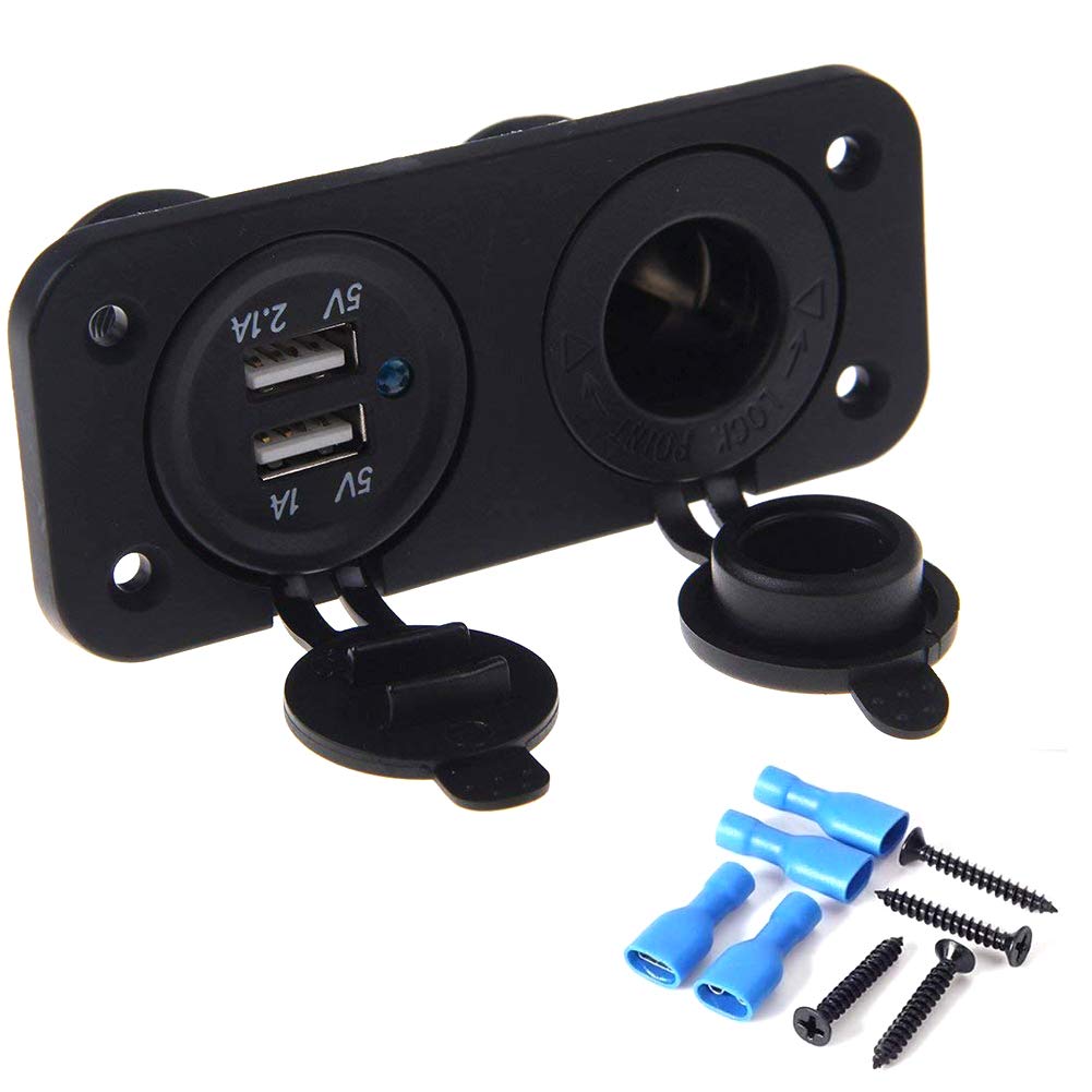 Hakkin Car Adapter Socket Cigarette Lighter Car Charger With Dual USB Socket Splitter 12 V Black
