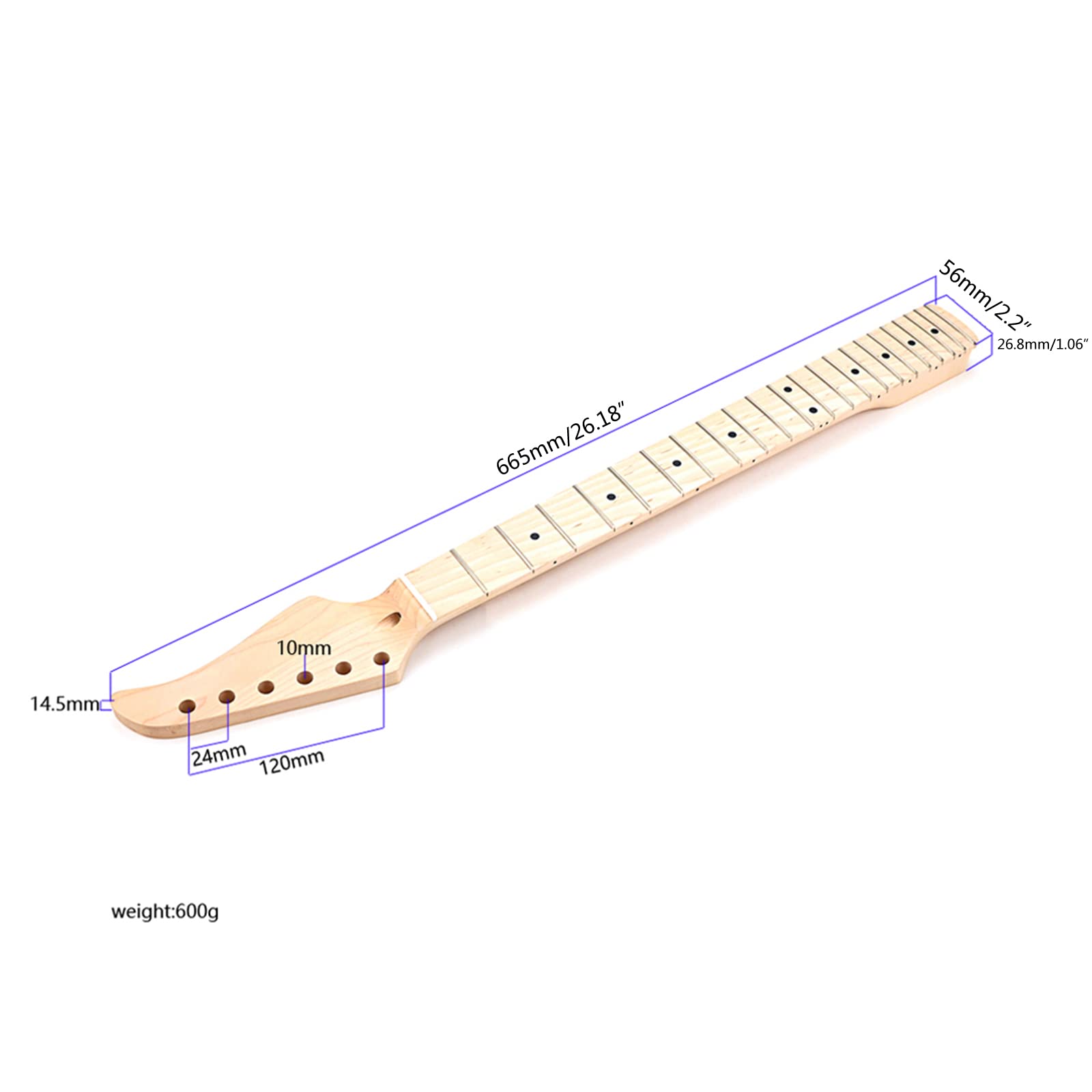 22 Tasti in Legno di Acero Chitarra Collo di Ricambio Tastiera Chitarra Tastiera Parti Strumenti Musicali a Corda
