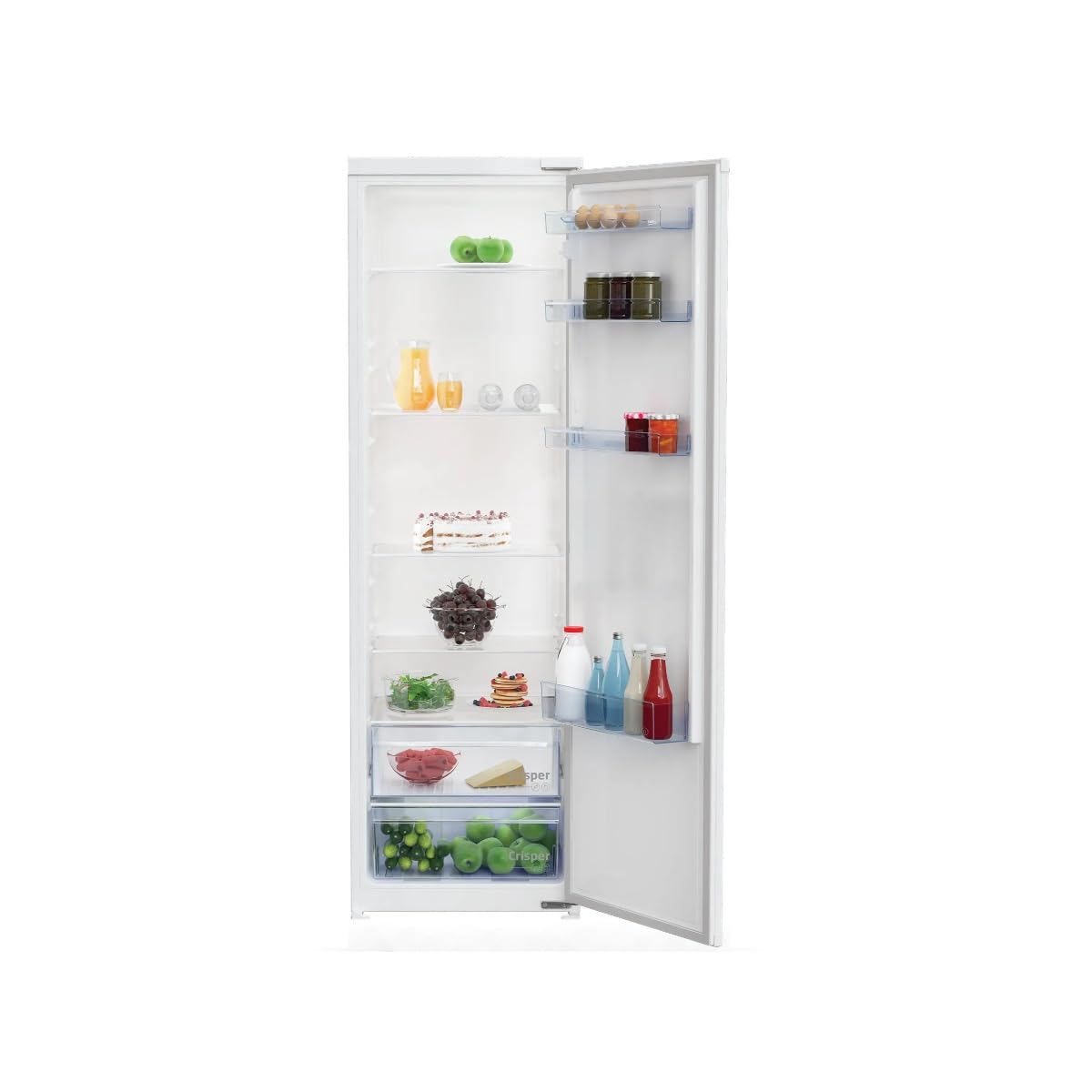 Beko BSSA315K4SN Einbaukühlschrank ohne Gefrierfach, Nieschenhöhe 178 cm, 309 L, Schlepptürtechnik, LED Illumination, weiß