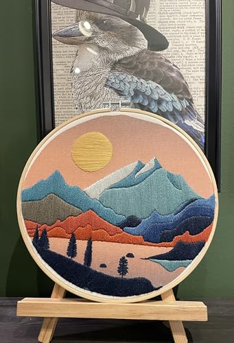 Image of mozhijing Landscape Embroidery Stamped Pattern.Scenery Embroidery Kits for Beginners Adults, Mountains and Lake Stamped Cross Stitch Kits for Beginners (Pattern A)