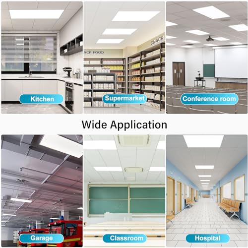6Pack 2x4 LED Flat Panel Light, Drop Ceiling Light Fixture 50W 6600LM, Selectable Color Temperature 4000K/5000K/6000K, 5-100% TRIAC Dimmable, Recessed Back-lit Fixture for Office