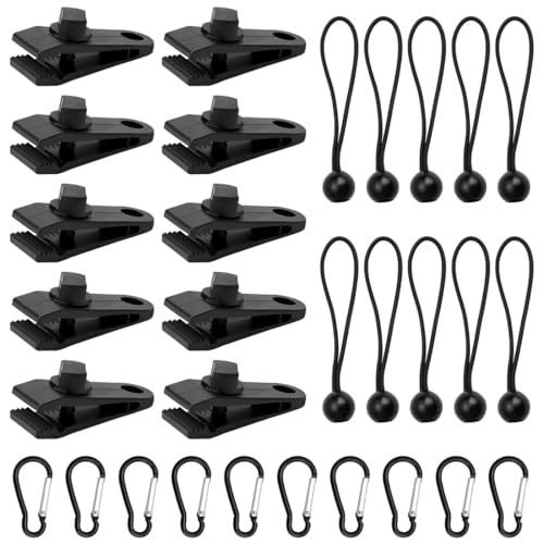 JYNVO - Ensemble De 30 Pièces Clip De Bâche Tente, Attache Bache Piscine, Tendeur Bache Piscine, Sandow Pour Bache, Pour Tentes, Couvertures, Auvents, Bannières