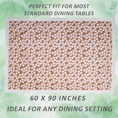 Image of Dakshya Industries 6 Seater PVC Waterproof Dining Table Cover 60x90 Inch | Floral Printed Washable Table Cloth with Lace Border