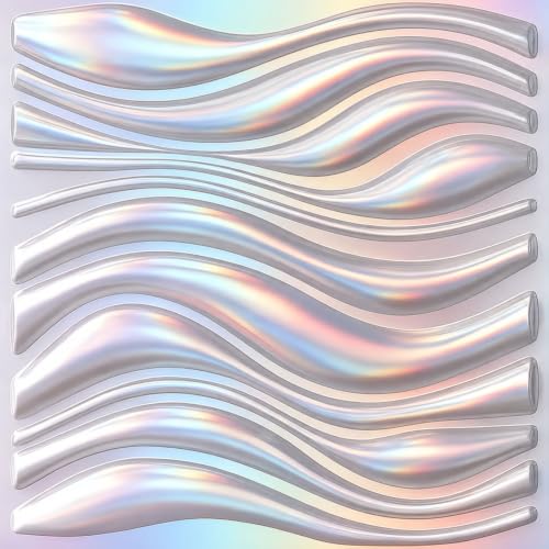Image of Kayra Decor Luxury 3D PVC Wall Panels - Wave Pattern, Silver Finish | 19.7 inch x 19.7 inch | Pack of 12 | Covers 32.28 Sq. Ft. | Stylish Wall Cladding for Home & Office Interiors