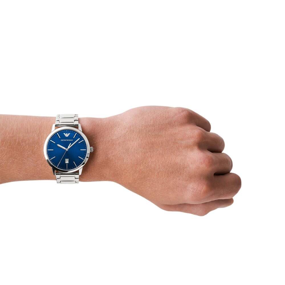 Emporio Armani Orologio da uomo a tre lancette, orologio in acciaio inossidabile, dimensione cassa 43 mm