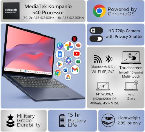 Image of Lenovo 2026 Premium Business & Student Laptop, 15 inch WUXGA Display with Microsoft 365, 13th Gen Intel Core i5-13420H (8-Core), 8GB DDR5, 512GB SSD, WiFi 6, Windows 11, Lightweight, Long Battery Life