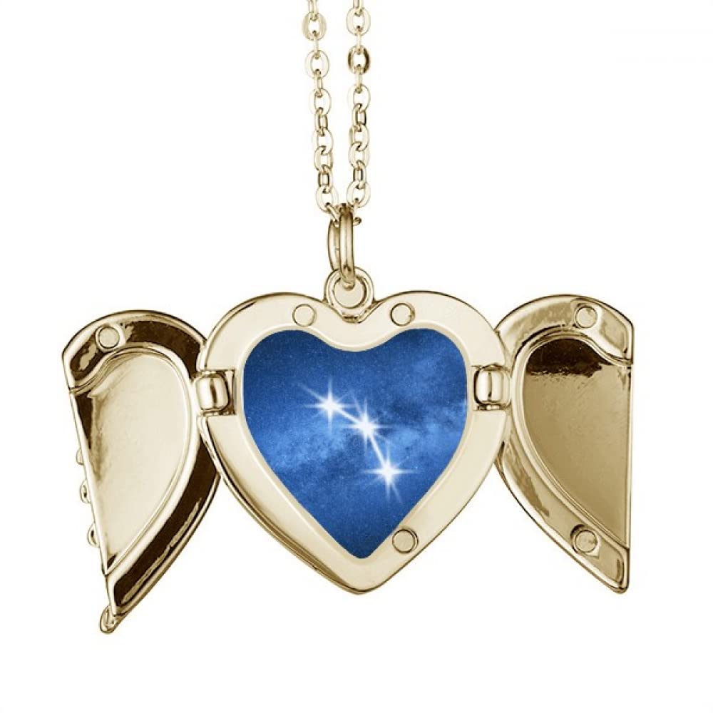 Perseverance Diligence Beautiful Lucky Stars Folded Wings Peach Heart Pendant Necklace