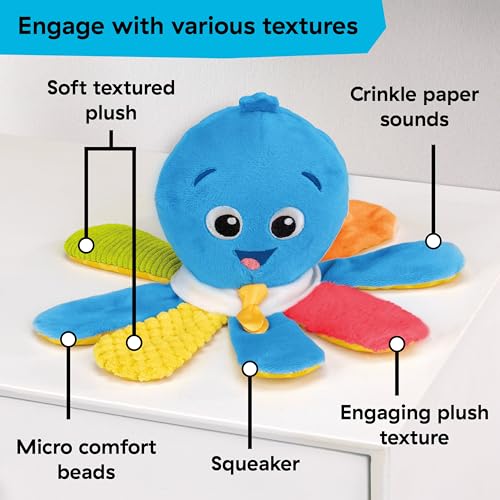 Image of Baby Einstein Take Along Opus Octopus Soother, Portable Musical Sensory Toy with Stroller Clip, 20 Melodies and Calming Sounds for Newborn Baby, Plush Travel Toy 0-36 Months