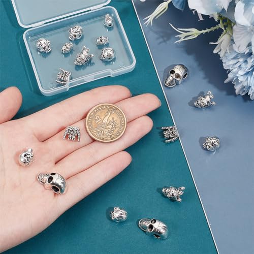NBEADS 24 Pcs Alloy Skull Beads - Image 3