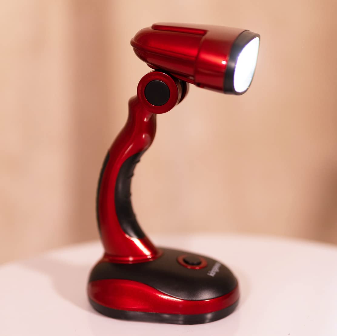 Marco Paul 3W COB Red Desk Lamp Office Home Work Desk Light Adjustable Angle Head LED Light Battery Operated Bright Work Lamp Indoor Lighting Modern Contemporary Office Lamp (RED)