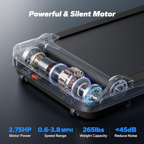 MERACH Walking Pad Treadmills, Under Desk Treadmill, Walking Treadmill 3 in 1 for Home/Office, 265LBS Capacity, 2.75HP Portable Treadmills with Magnetic Remote Control, LED Display, Non-Assembly - Image 4