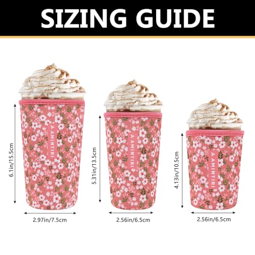 Image of 3 Pack Reusable Sleeve for Iced Coffee Cup, Coffee Neoprene Sleeve for Iced&Hot Drinks, Coffee Sleeve Compatible with Starbucks, Dunkin Coffee Cup. (Blushing Pink)