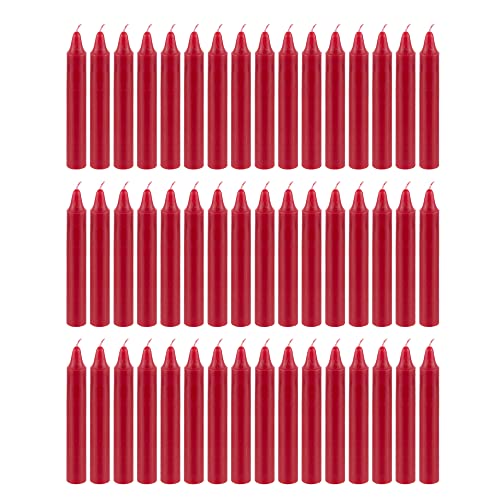Mega Candles 48 pcs Unscented Straight Red Taper Candles, Hand Poured Wax Candle 5 Inch x 3/4 Inch, Home Décor, Wedding Receptions, Centerpieces, Birthdays, Celebrations, Romantic Events, Holders