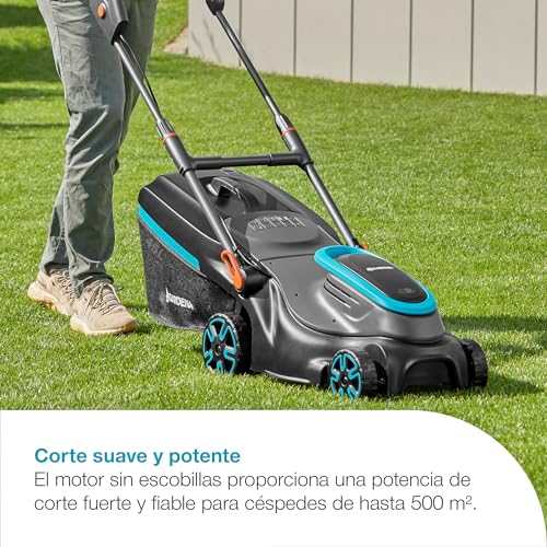 Miniatura 2 de Gardena Set Ready-To-Use Cortacésped A Batería Powermax 37 36v P4a: Hasta 350 M , Ancho De Corte 37 Cm, Capacidad 45 L, Altura De Corte Ajustable Central, Motor Powerplus Eco-Modus 14638-20