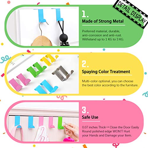 Rustark 25 Pcs Over The Door Hooks Kit Pink 5 Colors Metal Reversible Double Side Z Shaped Hanging Hooks for Kitchen Bathroom - Image 4