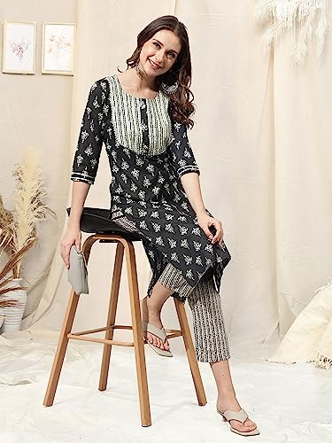 Image of MIRCHI FASHION Pure Cotton Straight Kurta Set for Women with Pant | Printed Kurta Pant Set | Ethnic Office Wear Kurta Set with Trouser