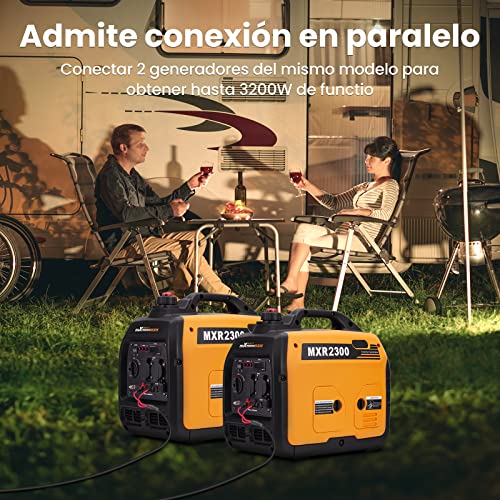 maXpeedingrods Generador Electrico Gasolina 2300W Pico Generador Inverter Silencioso Portátil de Emergencia, 230V Ligero Salidas USB/AC/DC para Camping Autocaravan Apagon - Imagen 4
