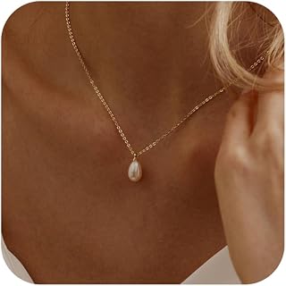 Hayopi Dainty 14k Gold Plated Single Pearl Necklace for Women - Hypoallergenic Adjustable Choker Wedding Bridal Gift